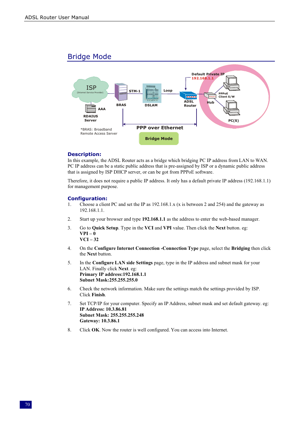 Bridge mode | Dynalink RTA230 User Manual | Page 78 / 88