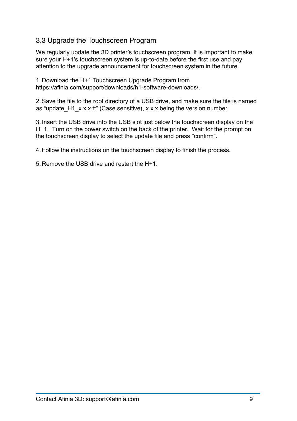 3 upgrade the touchscreen program, Pgrade, Ouchscreen | Rogram | Afinia H+1 3D Printer User Manual | Page 10 / 53