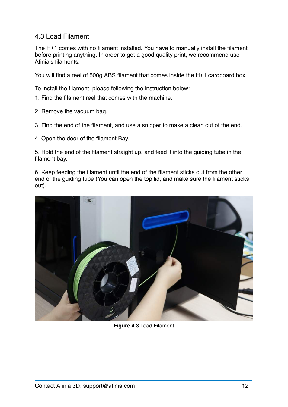 3 load filament, Ilament | Afinia H+1 3D Printer User Manual | Page 13 / 53