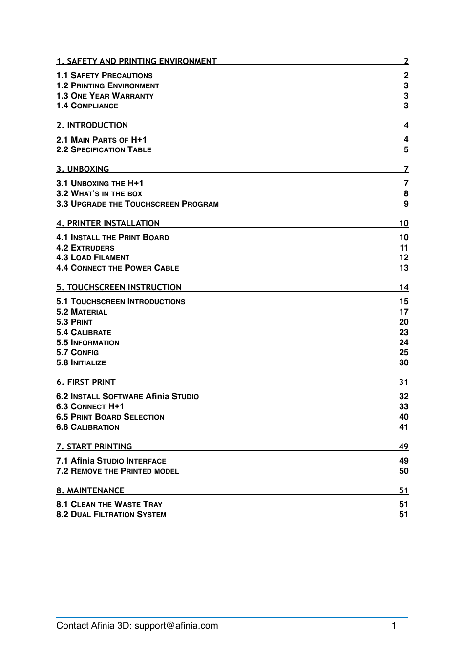 Afinia H+1 3D Printer User Manual | Page 2 / 53