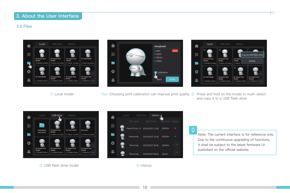 About the user interface | Creality K1 Max 3D Printer User Manual | Page 13 / 25