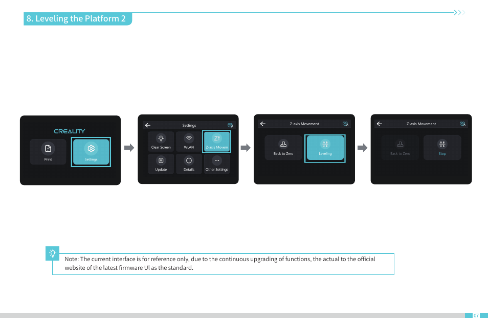 Leveling the platform 2 | Creality Halot-One Resin 3D Printer User Manual | Page 12 / 22