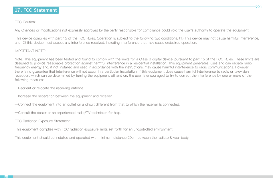 17 . fcc statement | Creality Halot-One Resin 3D Printer User Manual | Page 21 / 22