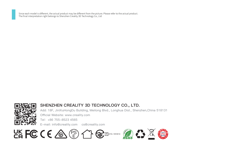 Shenzhen creality 3d technology co., ltd | Creality Halot-One Resin 3D Printer User Manual | Page 22 / 22