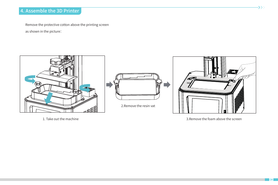 Assemble the 3d printer | Creality Halot-One Resin 3D Printer User Manual | Page 8 / 22