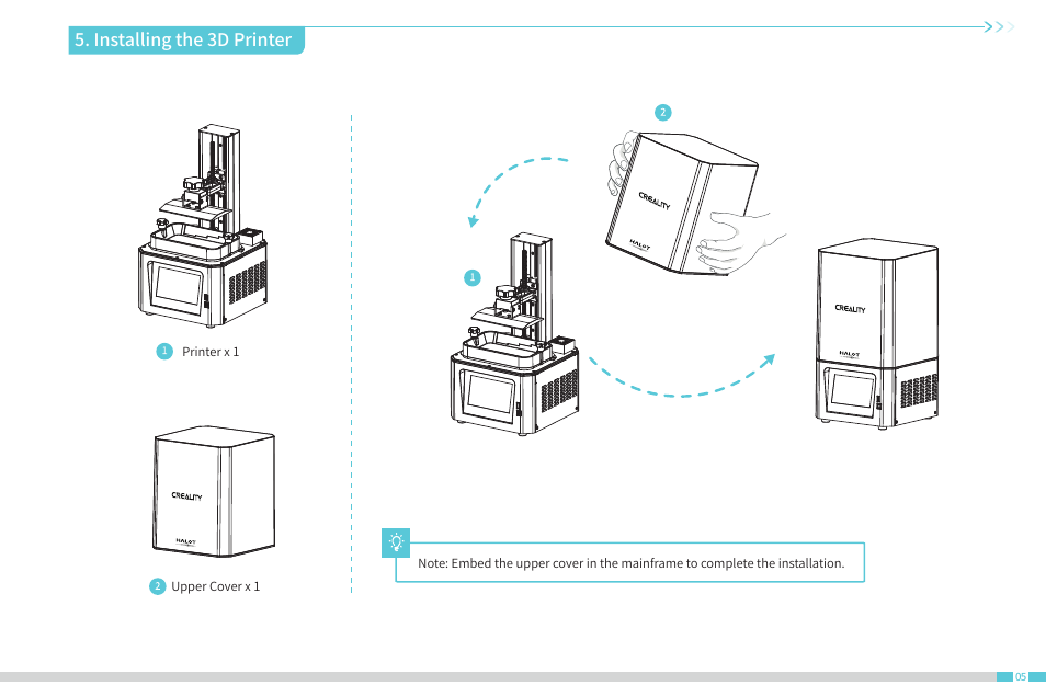 Installing the 3d printer | Creality Halot-One Resin 3D Printer User Manual | Page 9 / 22