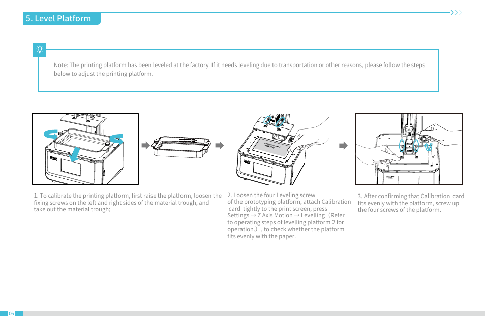 Level platform | Creality Halot-Lite Resin 3D Printer User Manual | Page 10 / 22