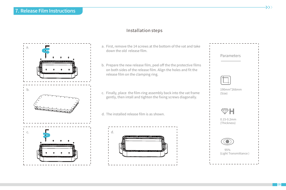 Release film instructions | Creality Halot-Lite Resin 3D Printer User Manual | Page 13 / 22