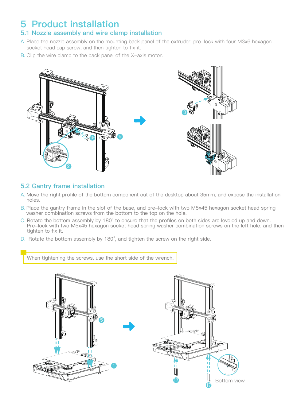 5 product installation | Creality Ender-3 S1 FDM 3D Printer User Manual | Page 4 / 11