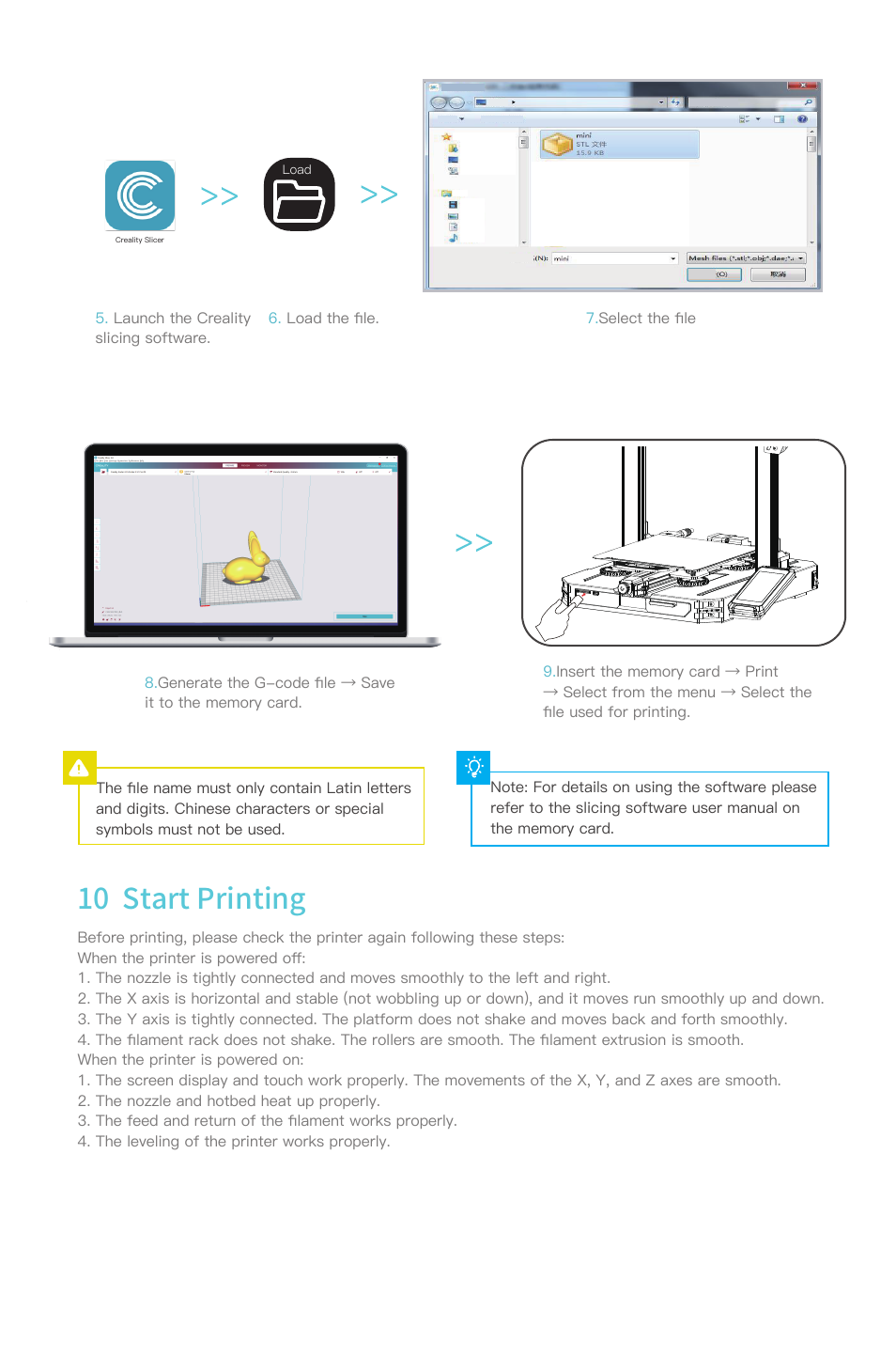 10 start printing | Creality Ender-3 S1 Pro FDM 3D Printer User Manual | Page 10 / 12