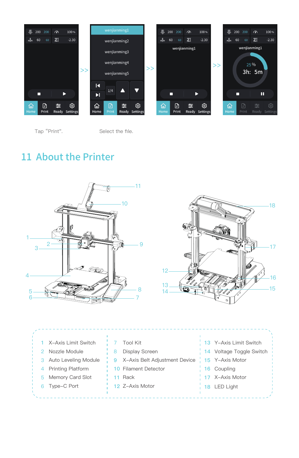 11 about the printer | Creality Ender-3 S1 Pro FDM 3D Printer User Manual | Page 11 / 12