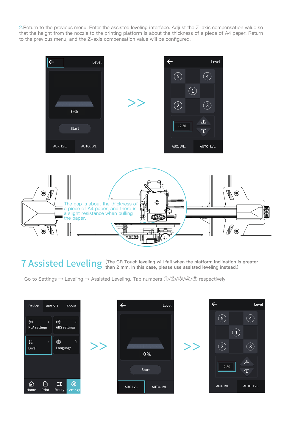 7 assisted leveling | Creality Ender-3 S1 Pro FDM 3D Printer User Manual | Page 7 / 12