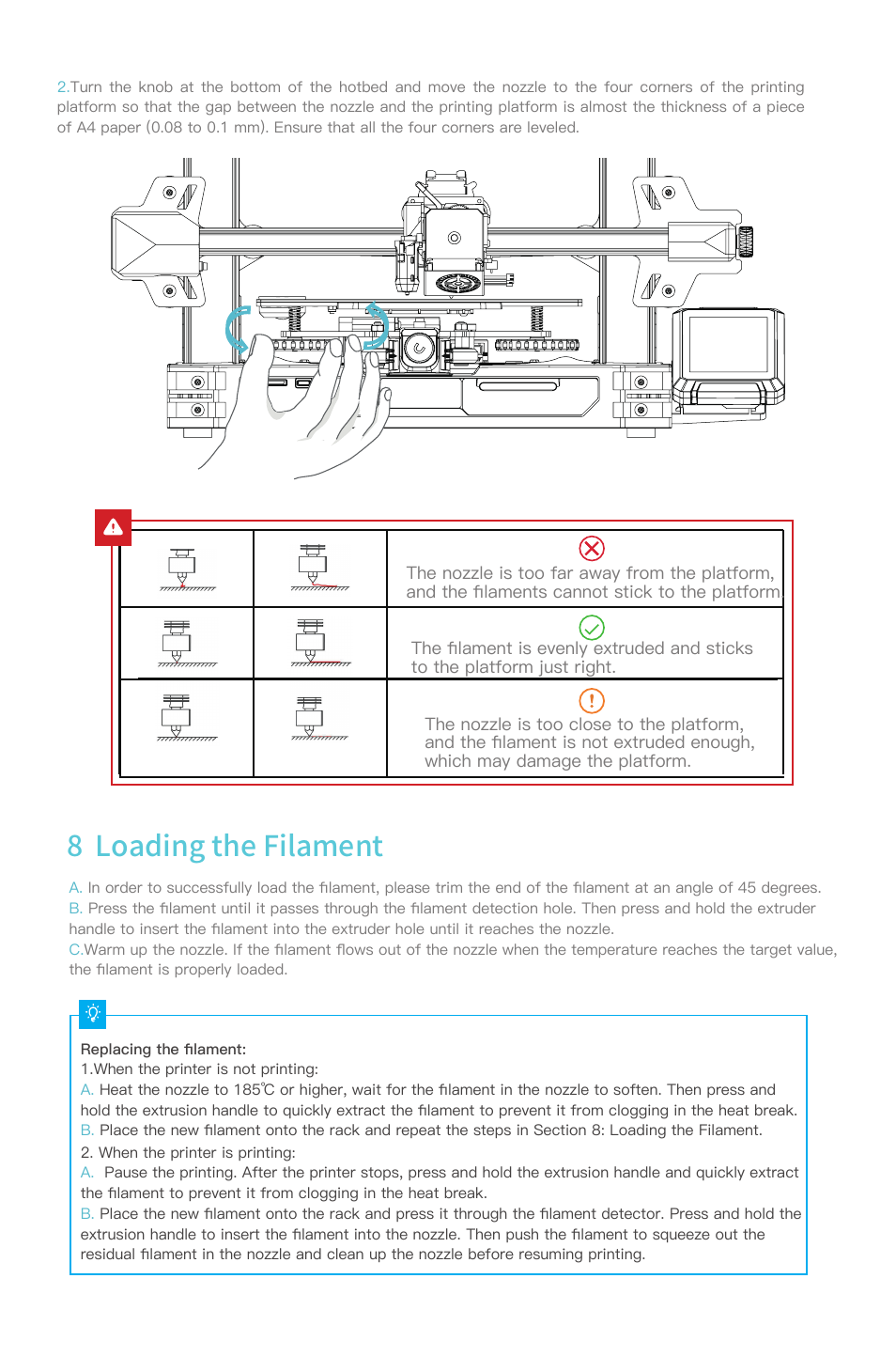 8 loading the filament | Creality Ender-3 S1 Pro FDM 3D Printer User Manual | Page 8 / 12