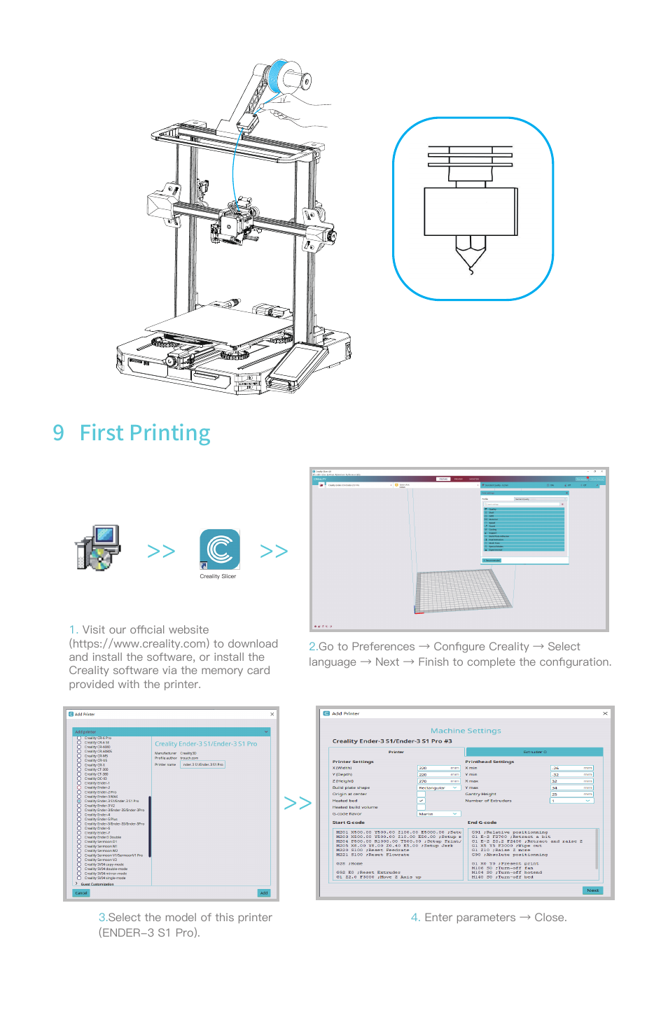 9 first printing | Creality Ender-3 S1 Pro FDM 3D Printer User Manual | Page 9 / 12