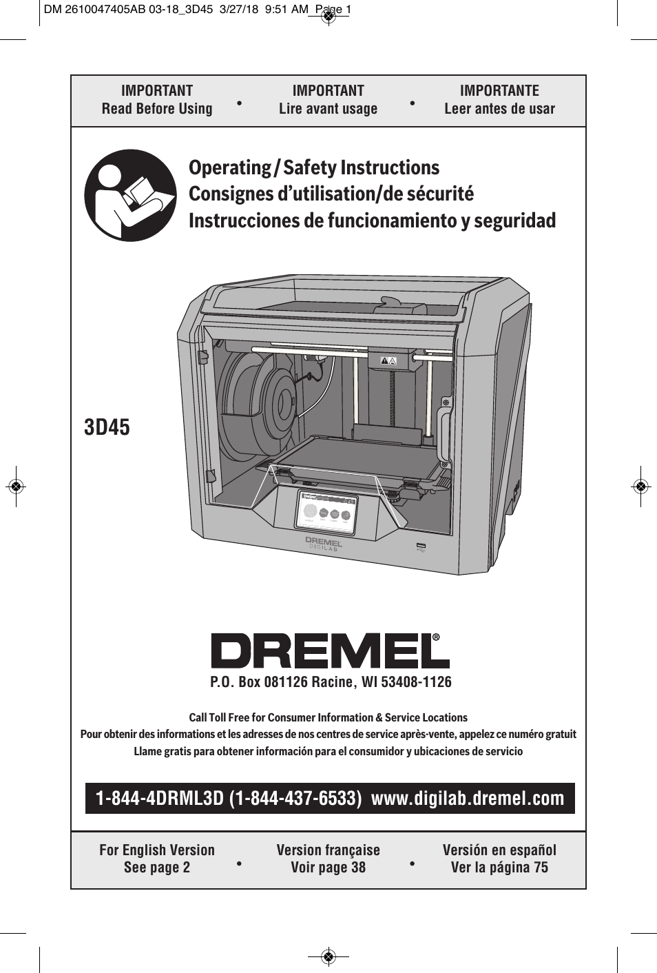Dremel Digilab 3D45-EDU Printer for Education User Manual | 37 pages