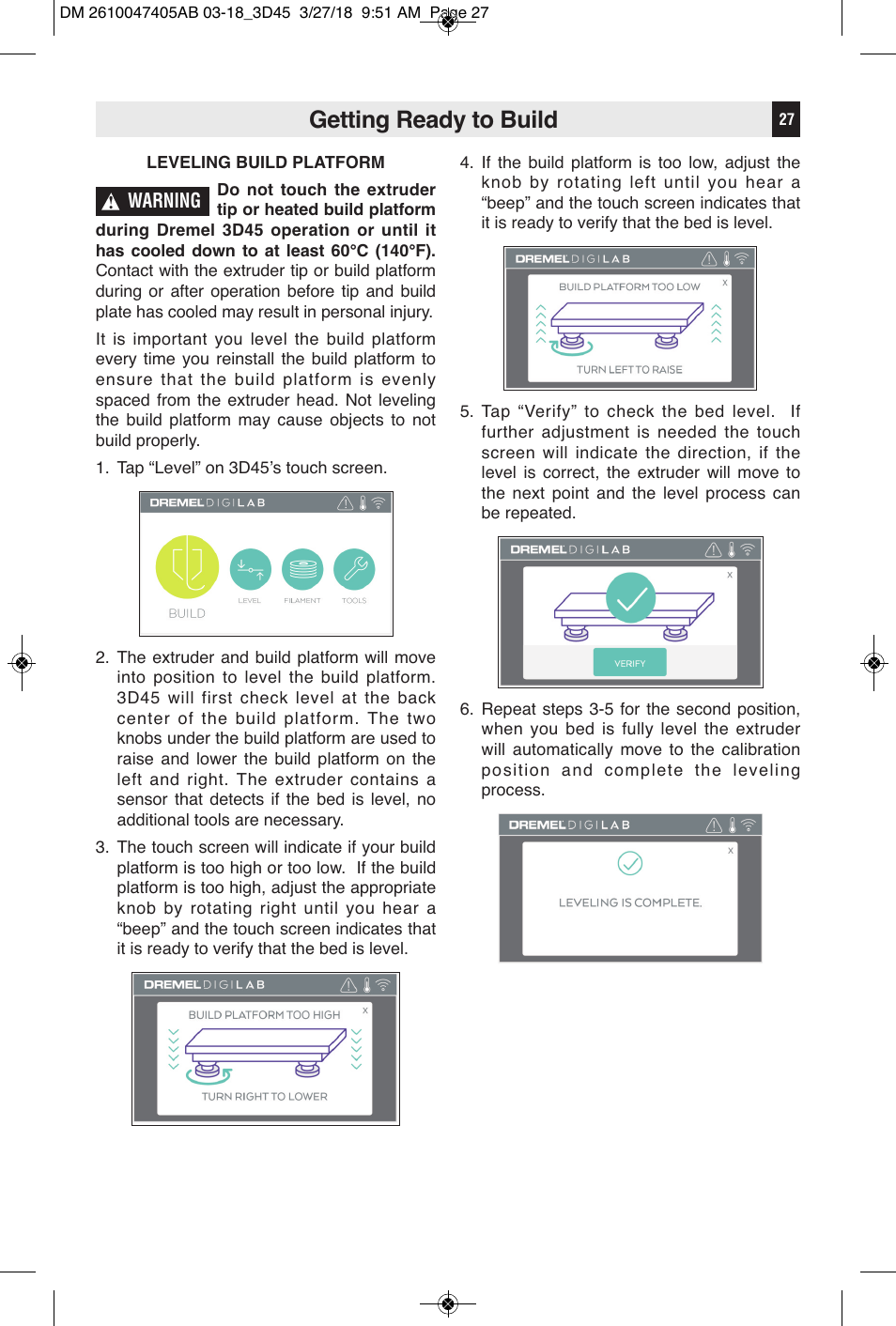 Getting ready to build | Dremel Digilab 3D45-EDU Printer for Education User Manual | Page 27 / 37