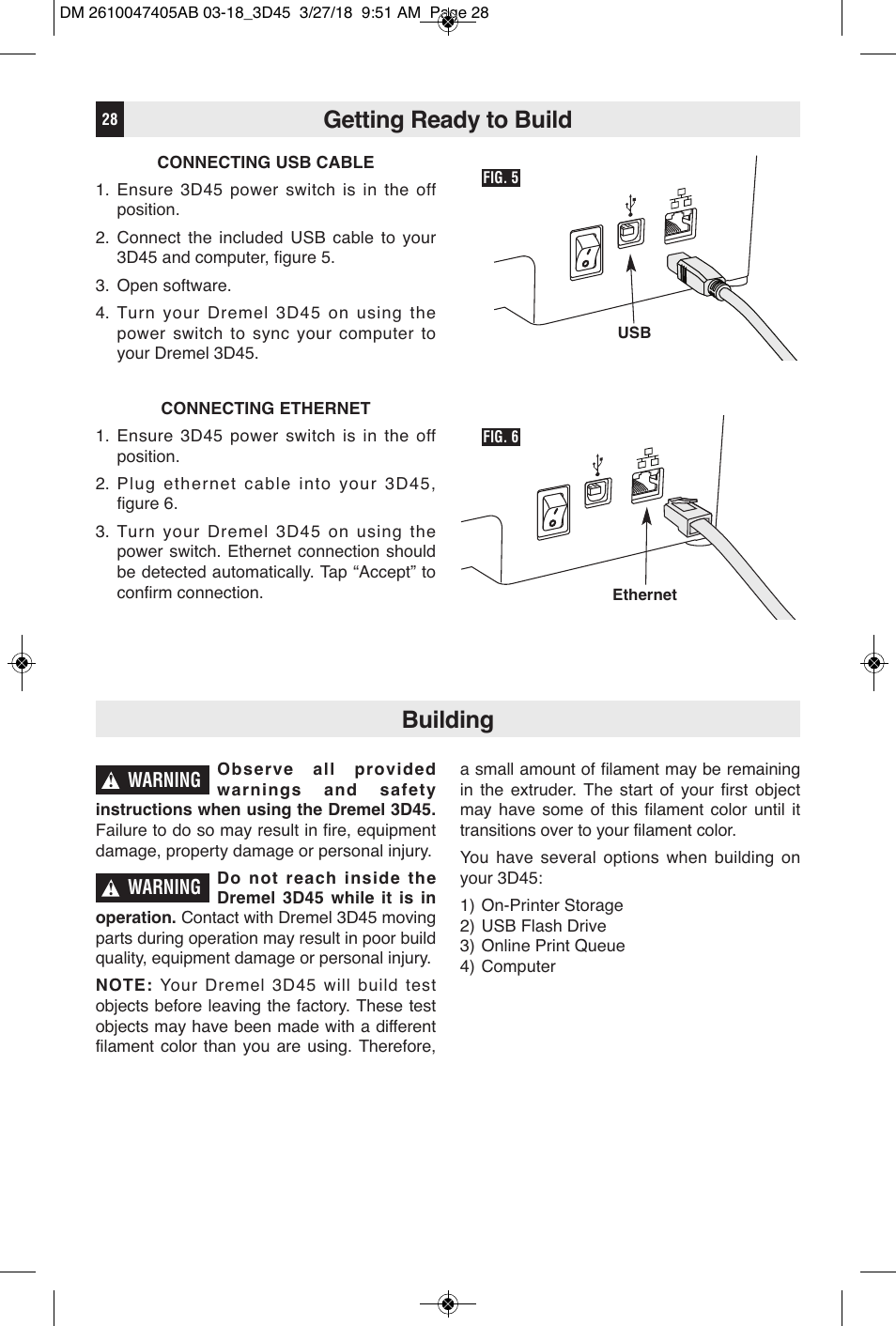 Getting ready to build, Building | Dremel Digilab 3D45-EDU Printer for Education User Manual | Page 28 / 37