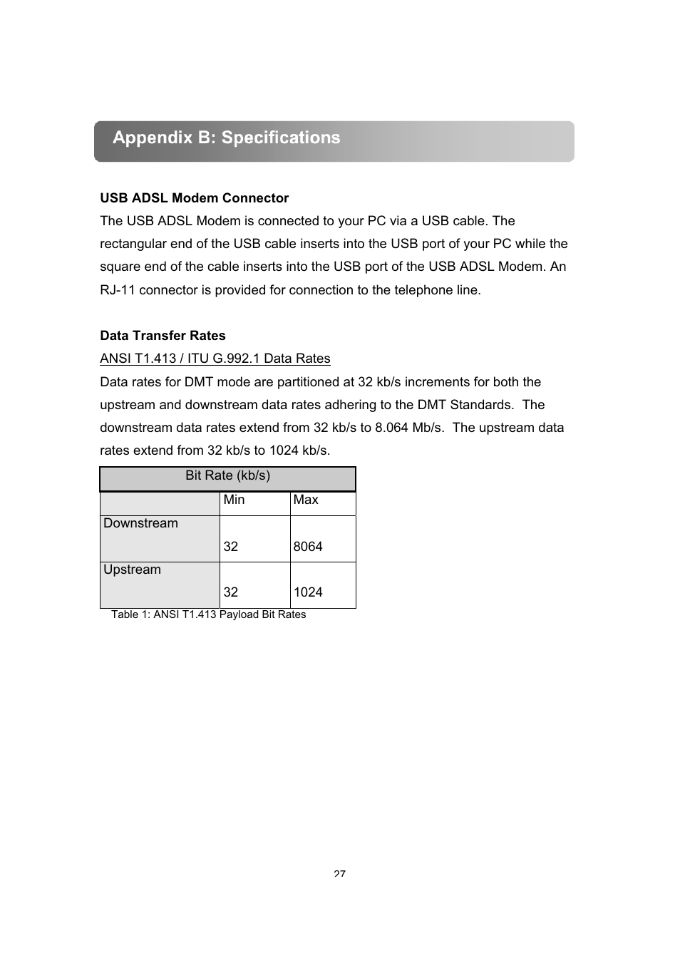 Appendix b: specifications | Dynalink ALE800 User Manual | Page 28 / 30