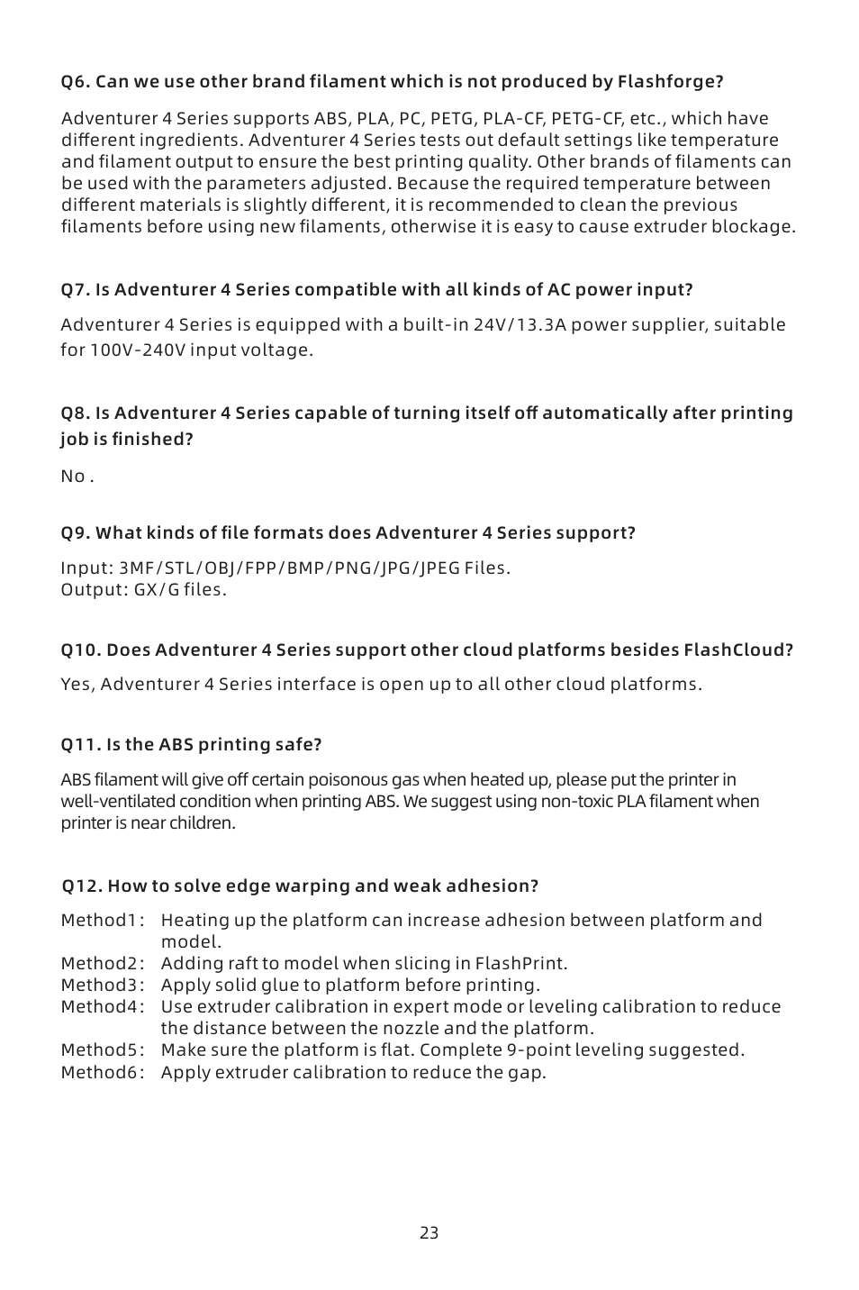 FlashForge Adventurer 4 3D Printer (FFF) User Manual | Page 24 / 52