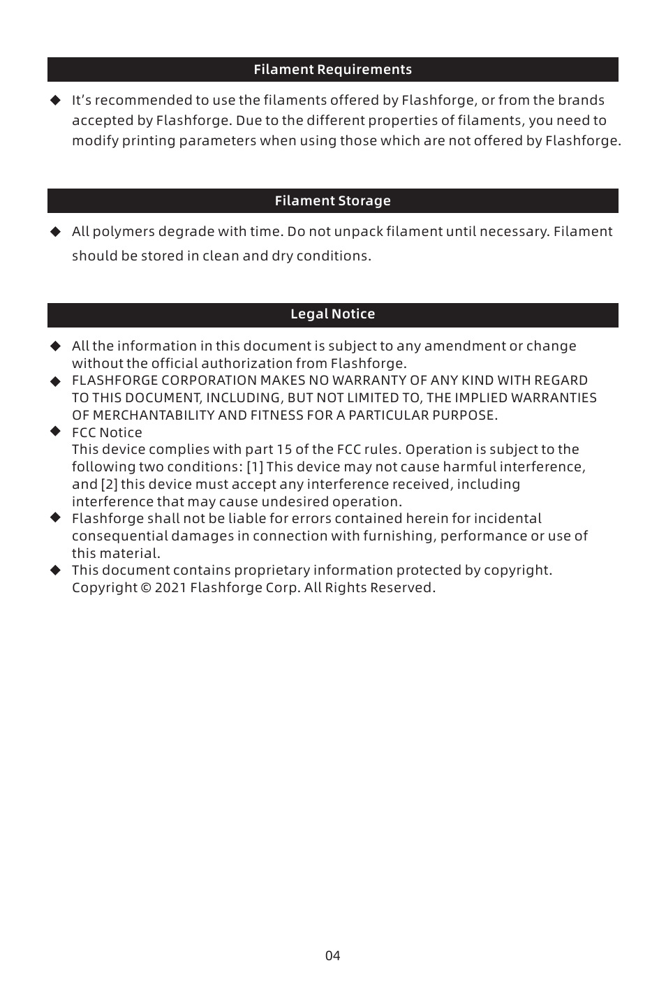 FlashForge Adventurer 4 3D Printer (FFF) User Manual | Page 5 / 52