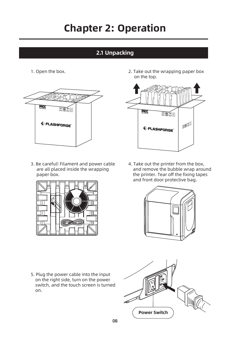 Chapter 2: operation | FlashForge Adventurer 3 Pro 2 3D Printer User Manual | Page 11 / 58