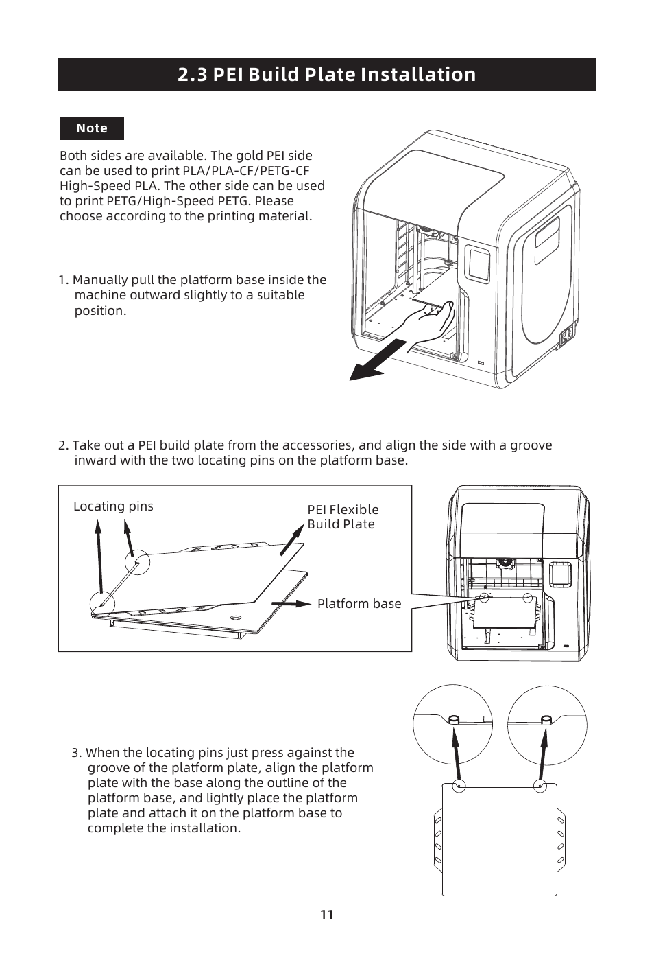 3 pei build plate installation | FlashForge Adventurer 3 Pro 2 3D Printer User Manual | Page 14 / 58