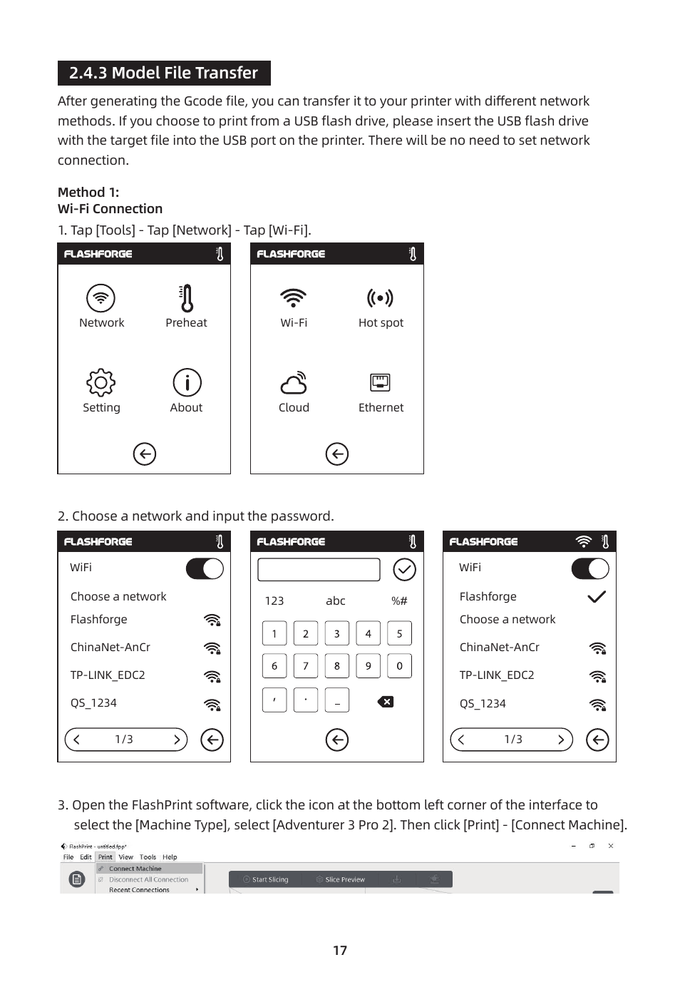 3 model file transfer | FlashForge Adventurer 3 Pro 2 3D Printer User Manual | Page 20 / 58