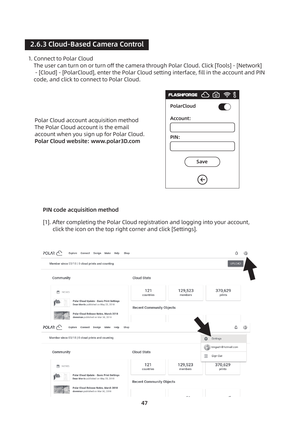 3 cloud-based camera control | FlashForge Adventurer 3 Pro 2 3D Printer User Manual | Page 50 / 58