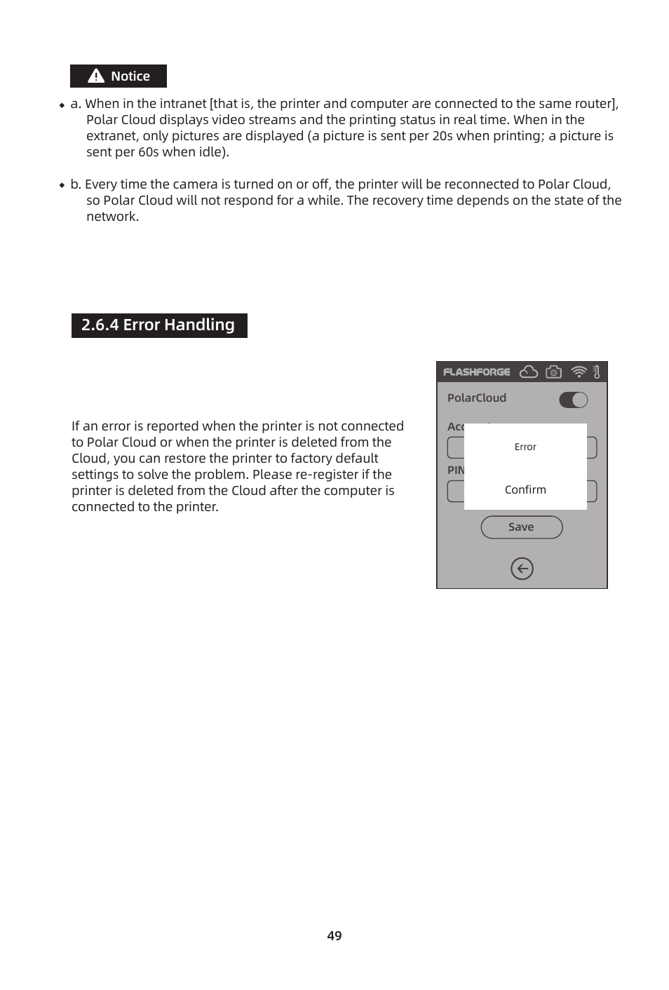 4 error handling | FlashForge Adventurer 3 Pro 2 3D Printer User Manual | Page 52 / 58