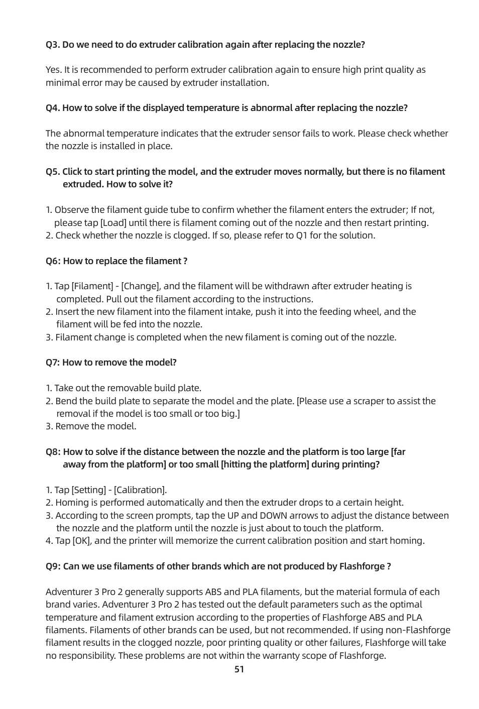 FlashForge Adventurer 3 Pro 2 3D Printer User Manual | Page 54 / 58