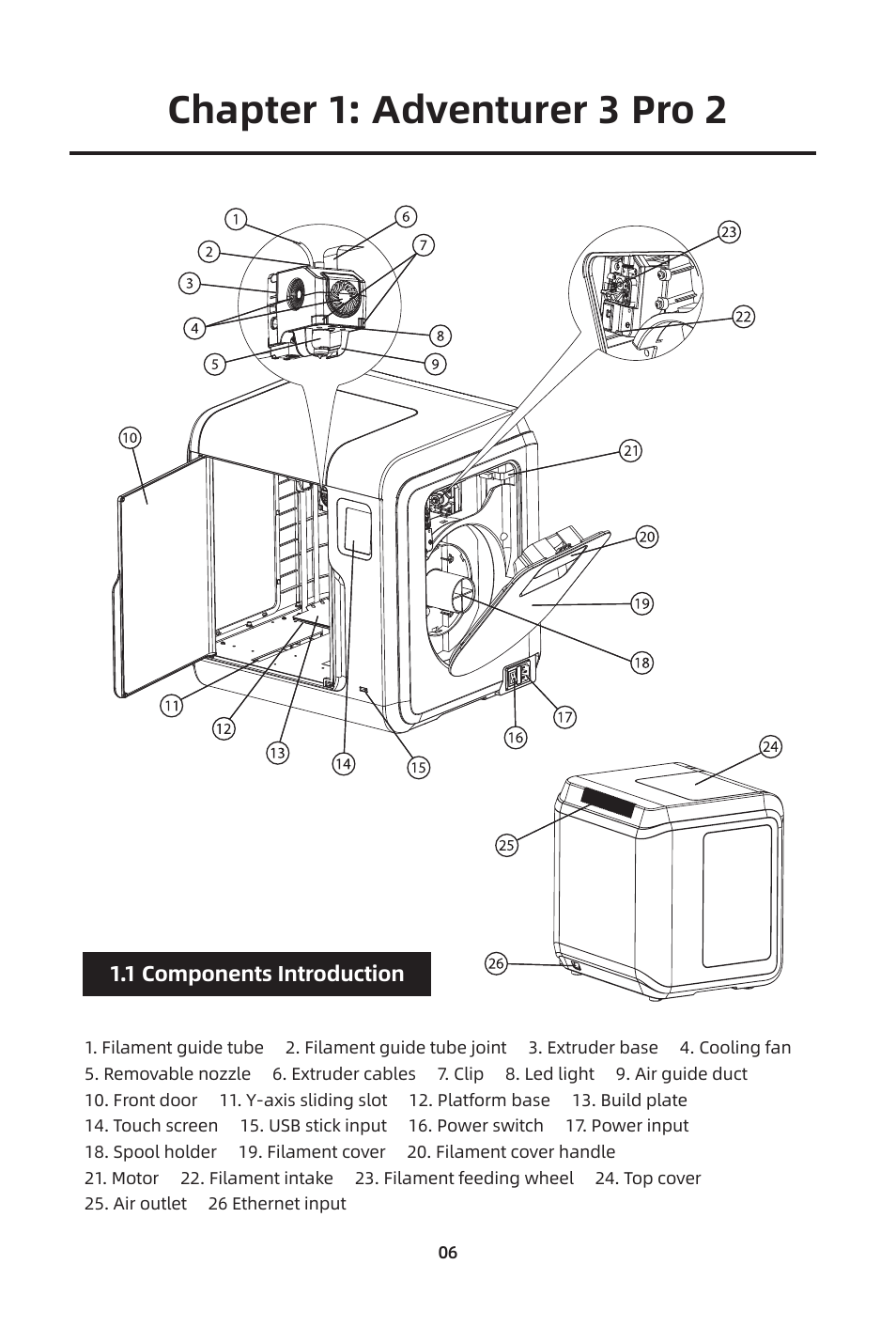 Chapter 1: adventurer 3 pro 2 | FlashForge Adventurer 3 Pro 2 3D Printer User Manual | Page 9 / 58