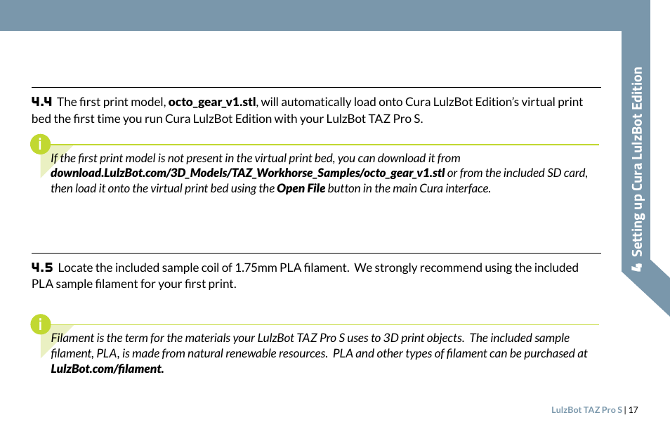 LulzBot TAZ Pro S 3D Printer User Manual | Page 19 / 48