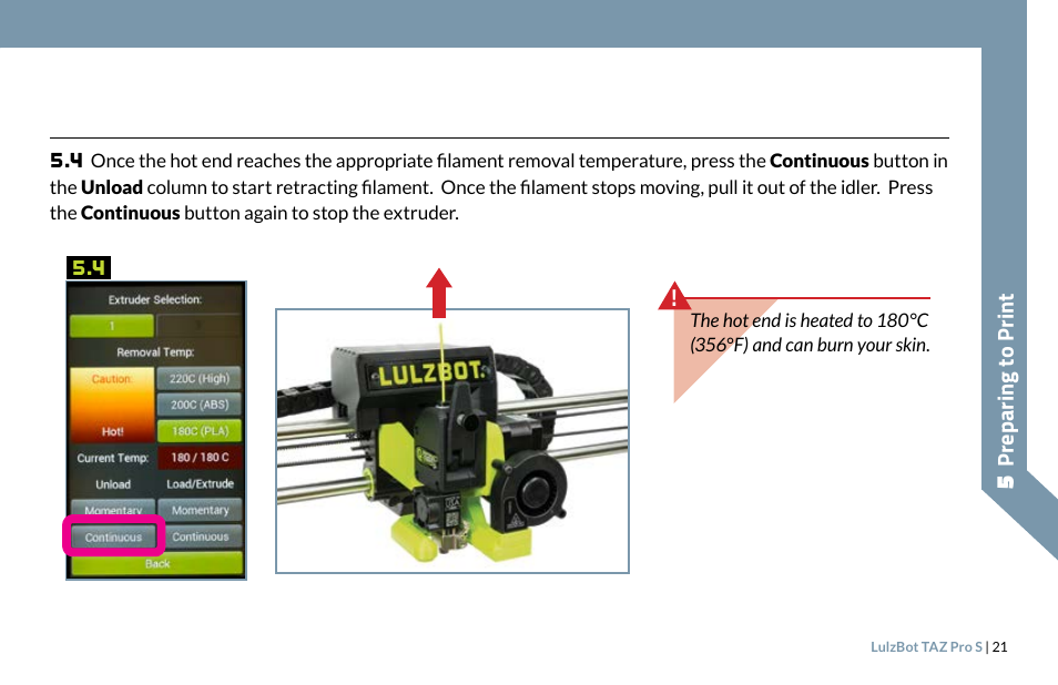 LulzBot TAZ Pro S 3D Printer User Manual | Page 23 / 48