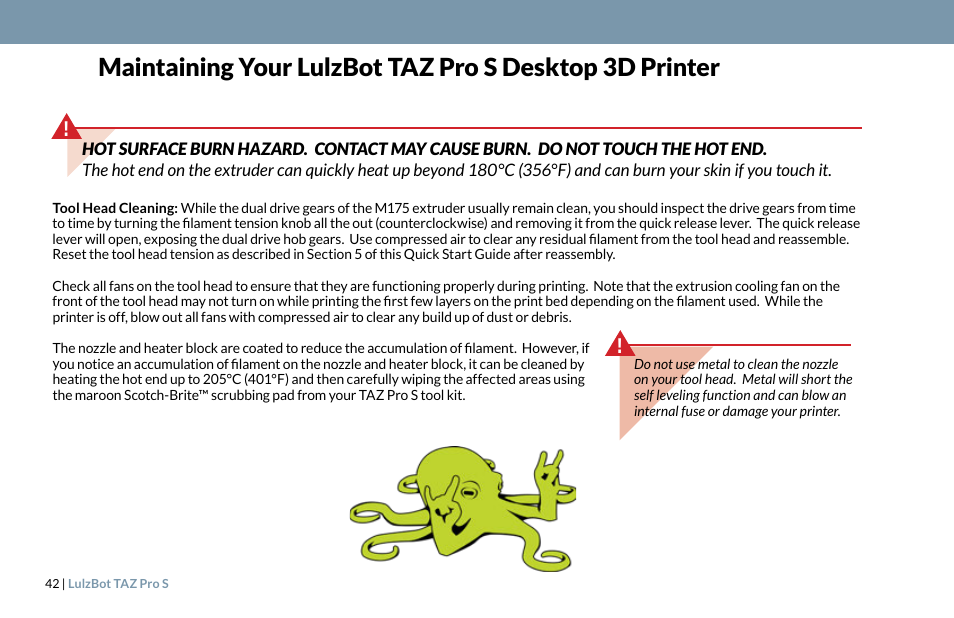 LulzBot TAZ Pro S 3D Printer User Manual | Page 44 / 48