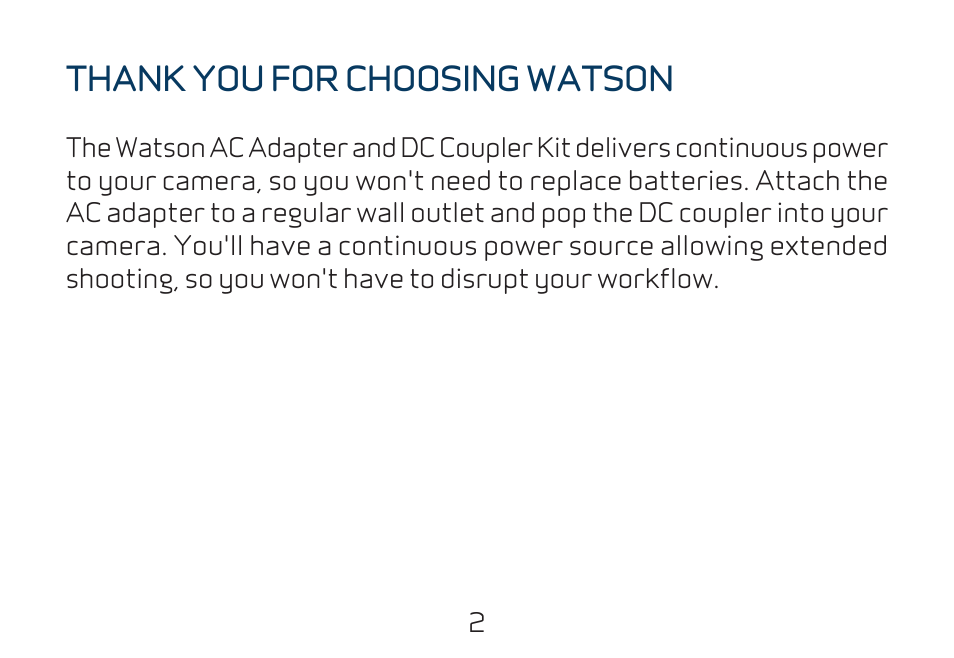 Watson CBA-C1 AC Adapter and DC Coupler Replaces LP-E6N Battery User Manual | Page 2 / 8