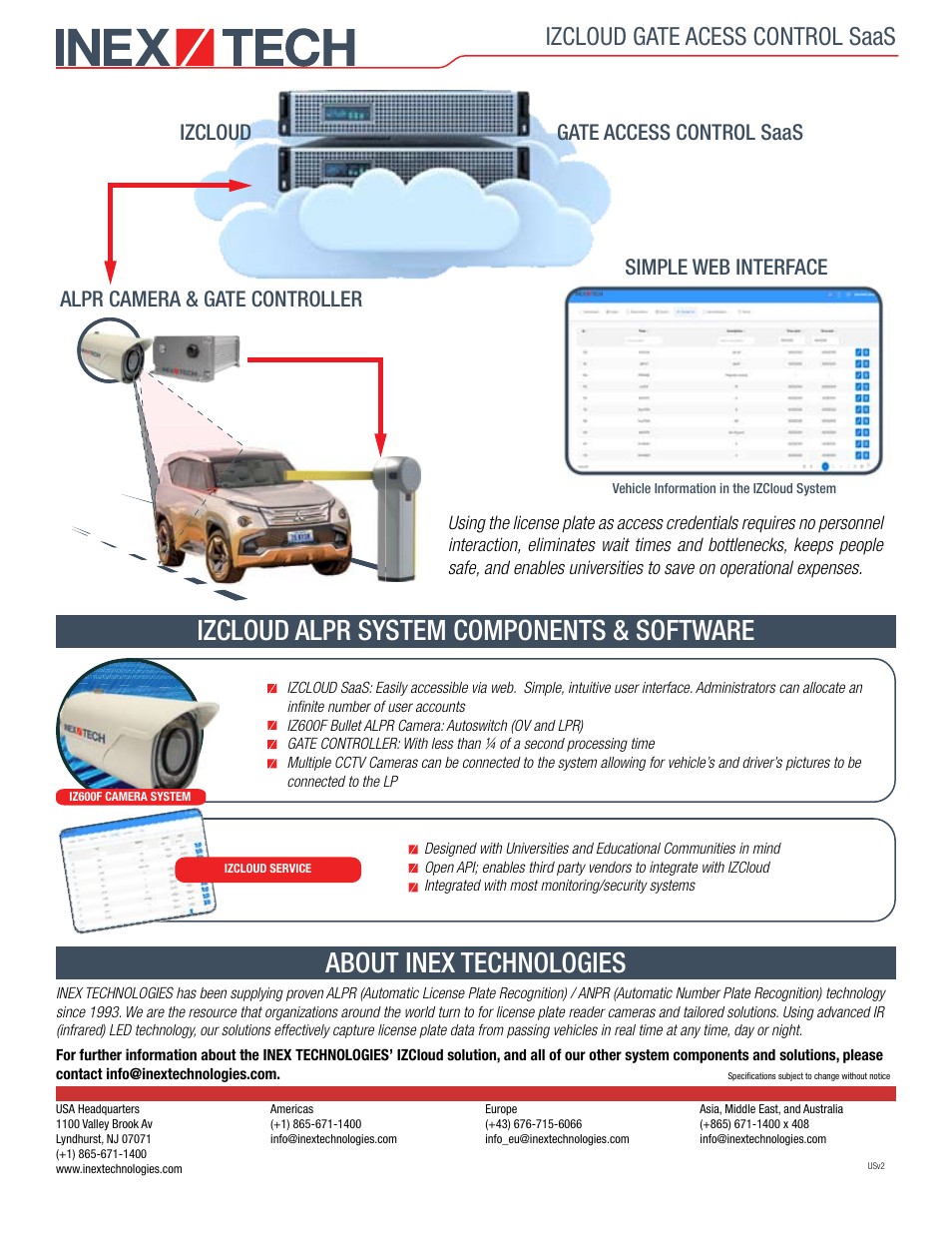 Izcloud gate acess control saas, Izcloud | INEX TECHNOLOGIES IZEDUCATIONAL IZCloud ALPR Management Software User Manual | Page 2 / 2