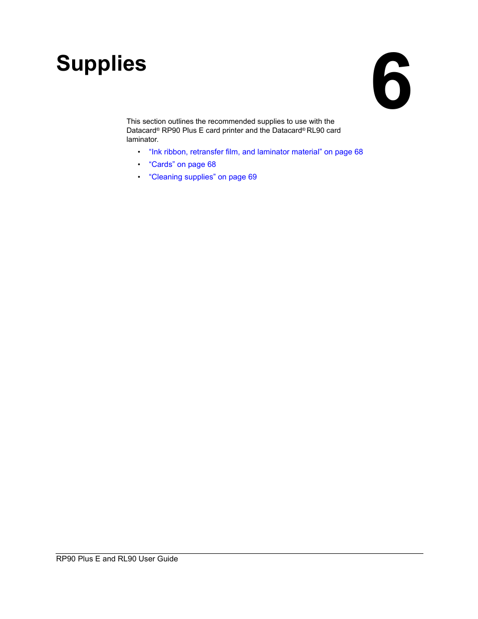 Supplies | Datacard Group RL90 User Manual | Page 73 / 89