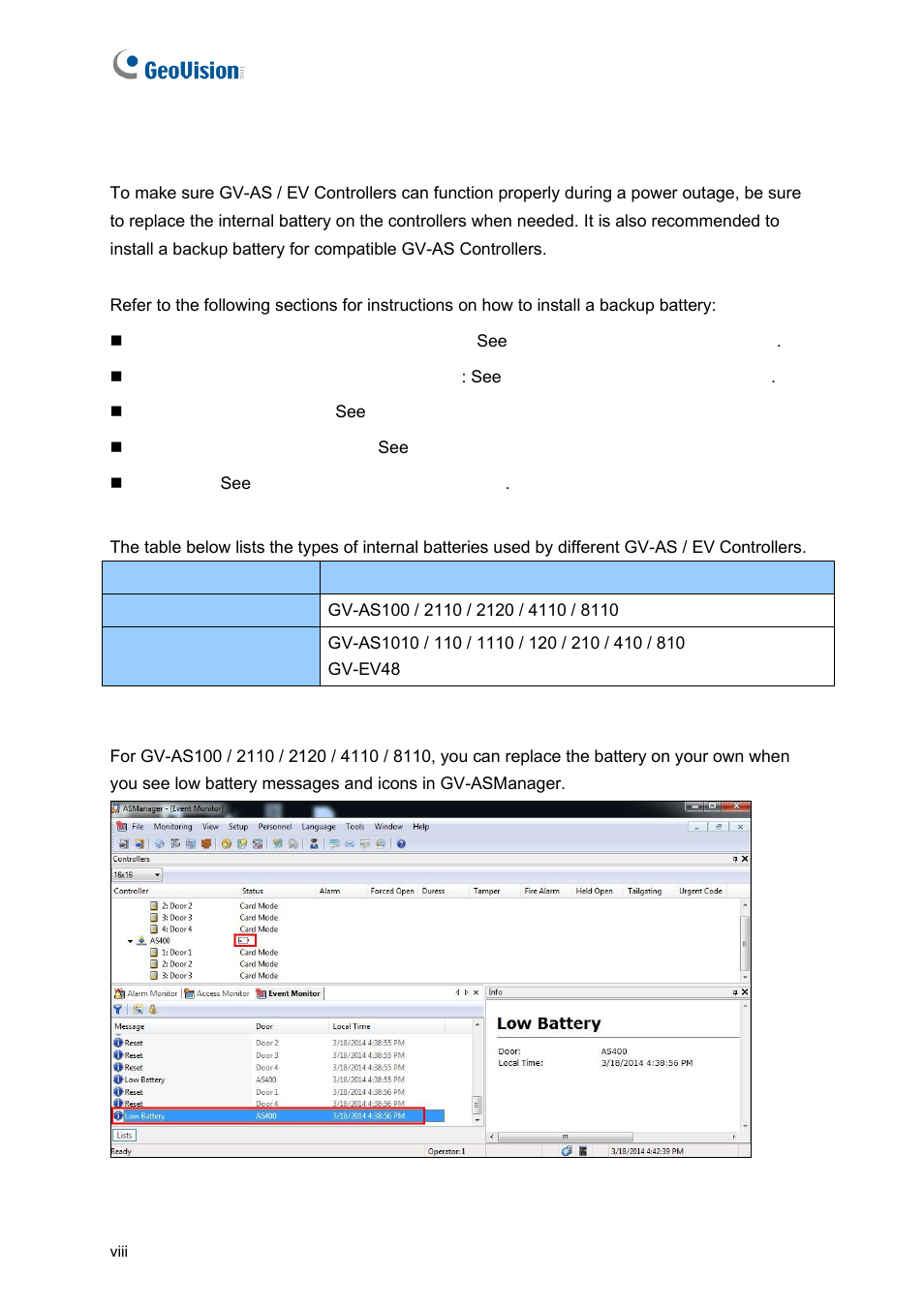 Important notes for maintaining power supply | GeoVision GV-AS2120 IP Control Panel User Manual | Page 10 / 230