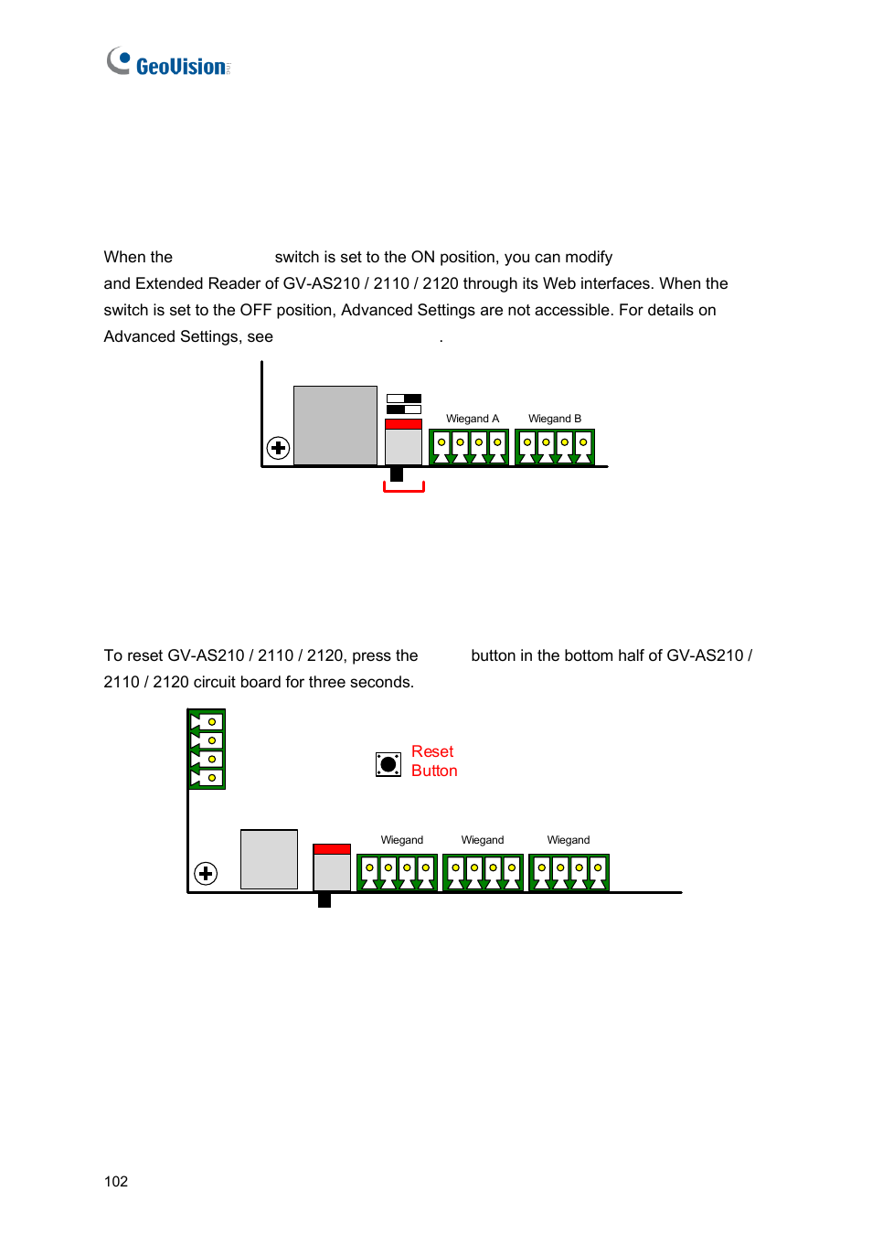 3 other settings, 1 web setting switch, 2 resetting the controller | GeoVision GV-AS2120 IP Control Panel User Manual | Page 104 / 230