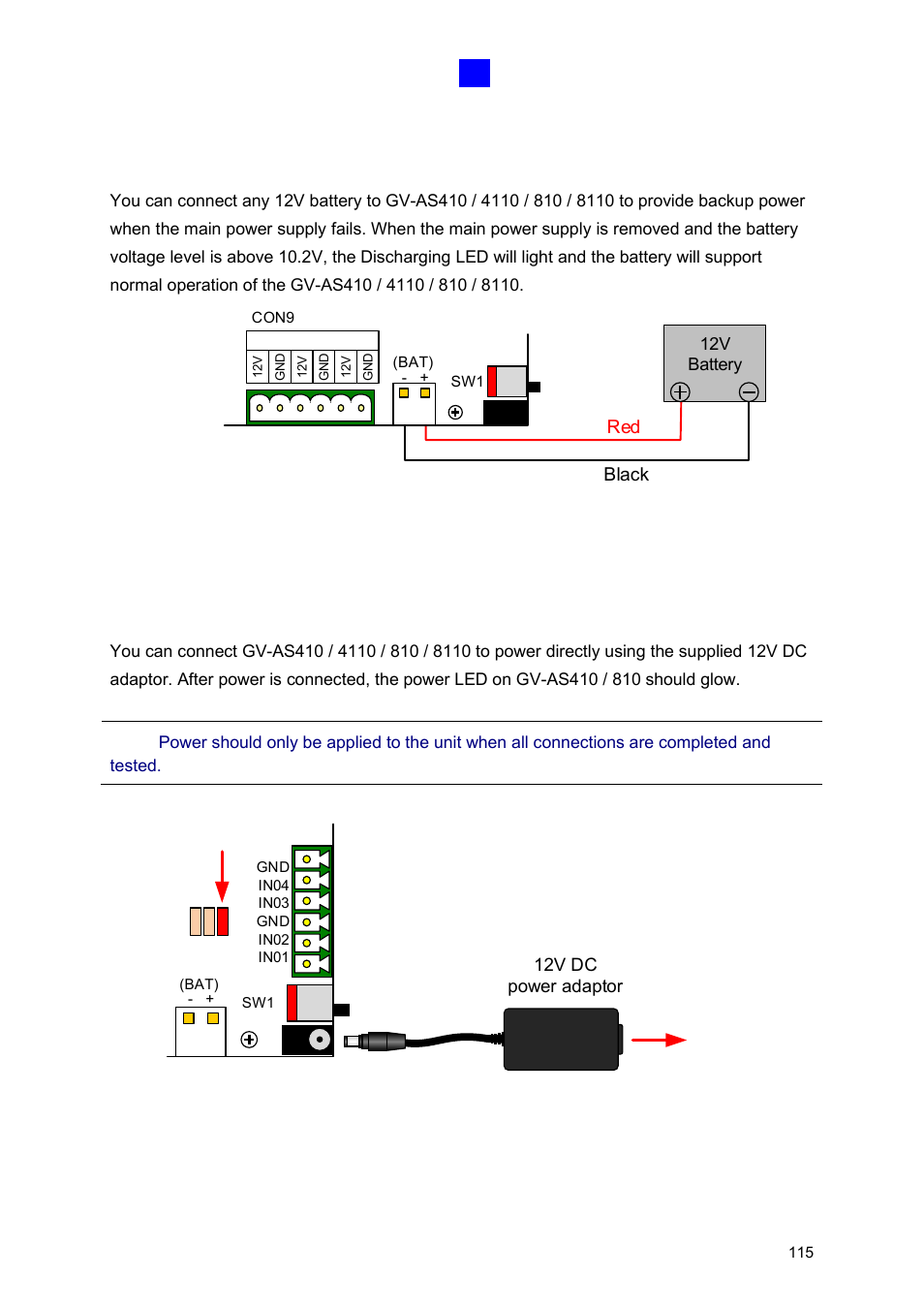 4 connecting backup battery, 5 connecting the power | GeoVision GV-AS2120 IP Control Panel User Manual | Page 117 / 230