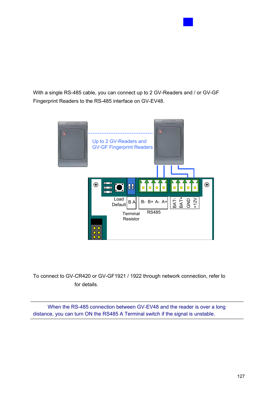 2 installation, 1 connecting rs-485 card readers | GeoVision GV-AS2120 IP Control Panel User Manual | Page 129 / 230