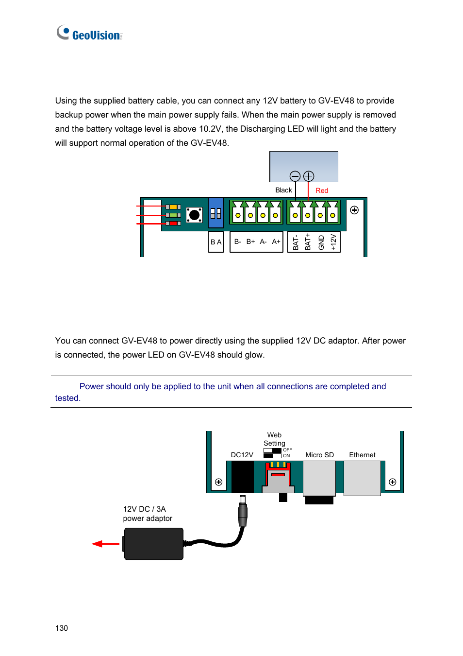 4 connecting backup battery, 5 connecting the power | GeoVision GV-AS2120 IP Control Panel User Manual | Page 132 / 230