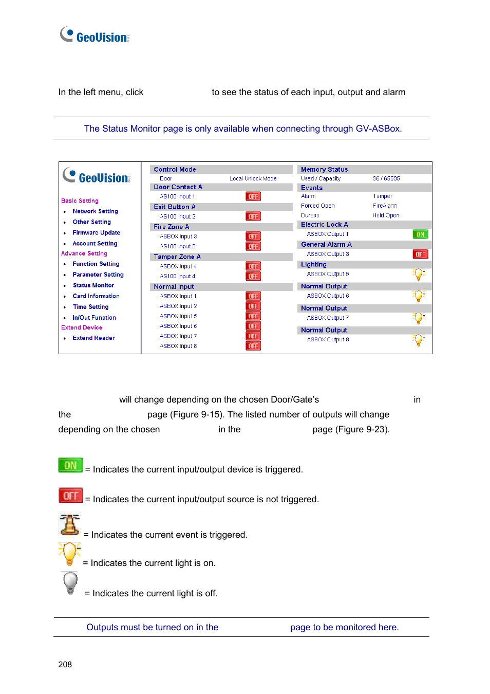 C status monitor | GeoVision GV-AS2120 IP Control Panel User Manual | Page 210 / 230