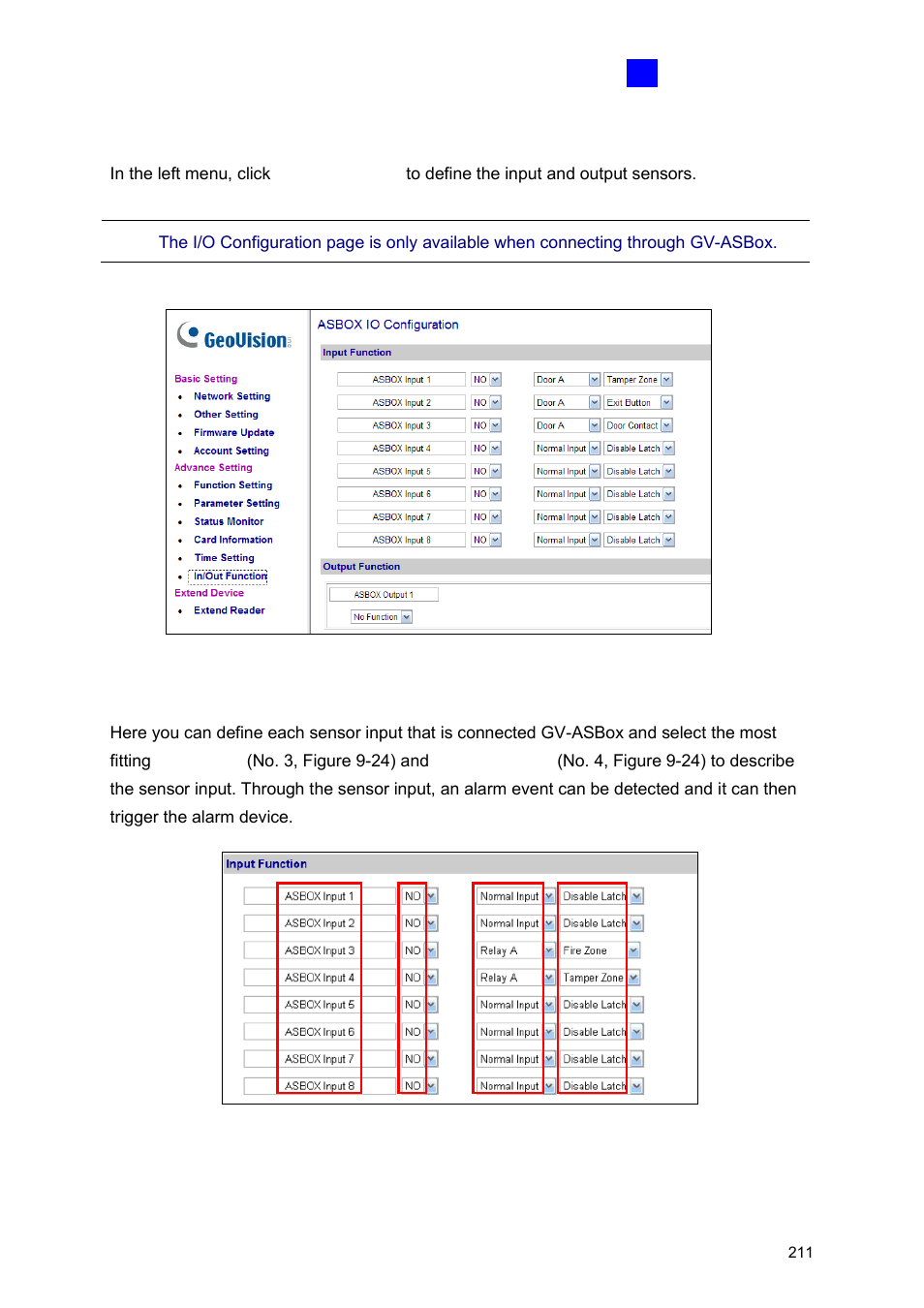 F in/out function | GeoVision GV-AS2120 IP Control Panel User Manual | Page 213 / 230