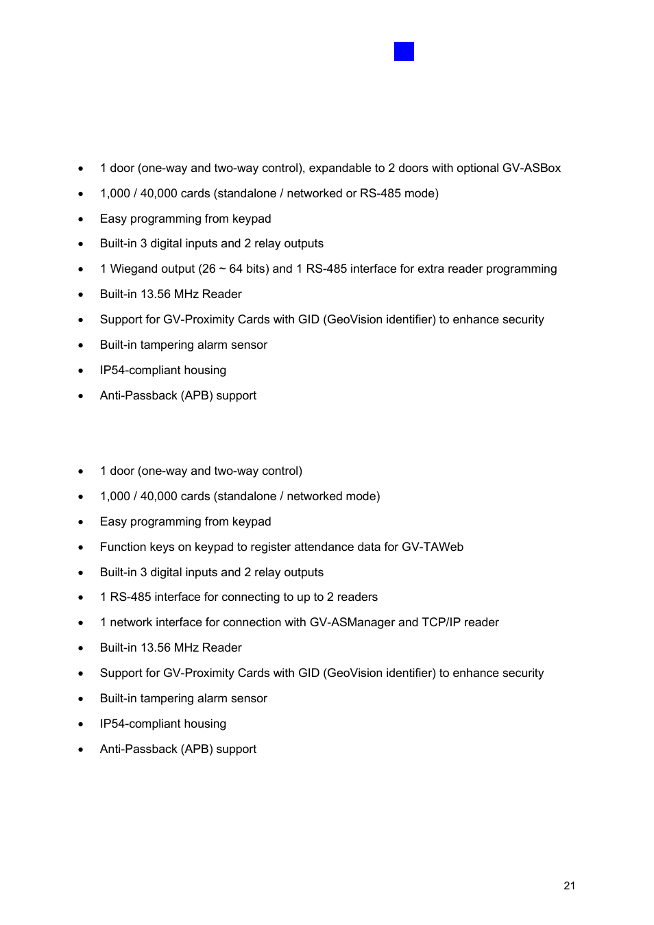 1 main features | GeoVision GV-AS2120 IP Control Panel User Manual | Page 23 / 230