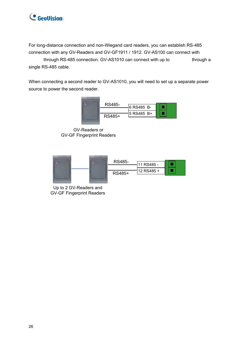 B rs485 readers | GeoVision GV-AS2120 IP Control Panel User Manual | Page 28 / 230