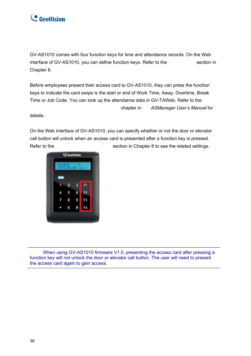 7 using the function keys (gv-as1010 only) | GeoVision GV-AS2120 IP Control Panel User Manual | Page 38 / 230