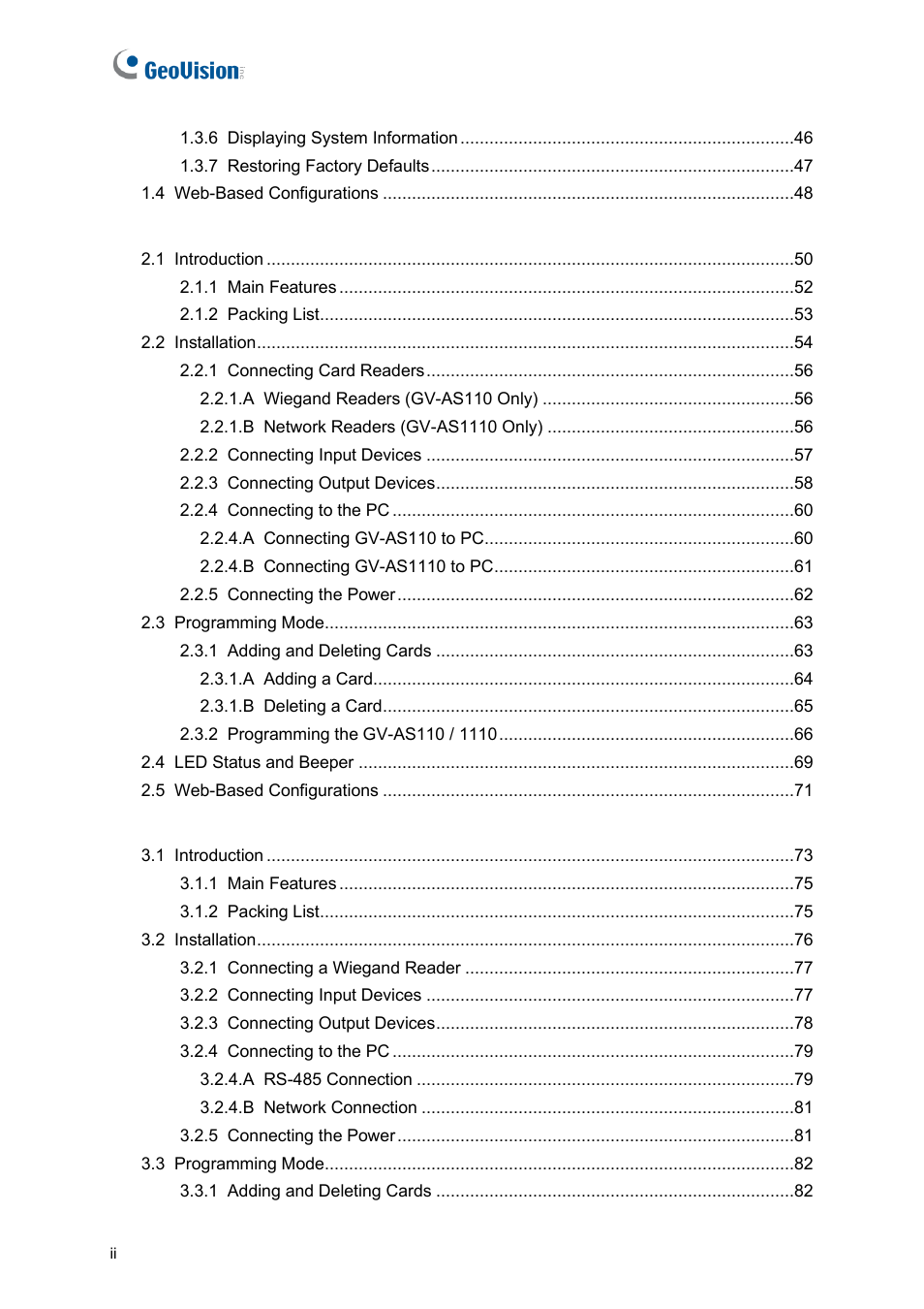 GeoVision GV-AS2120 IP Control Panel User Manual | Page 4 / 230