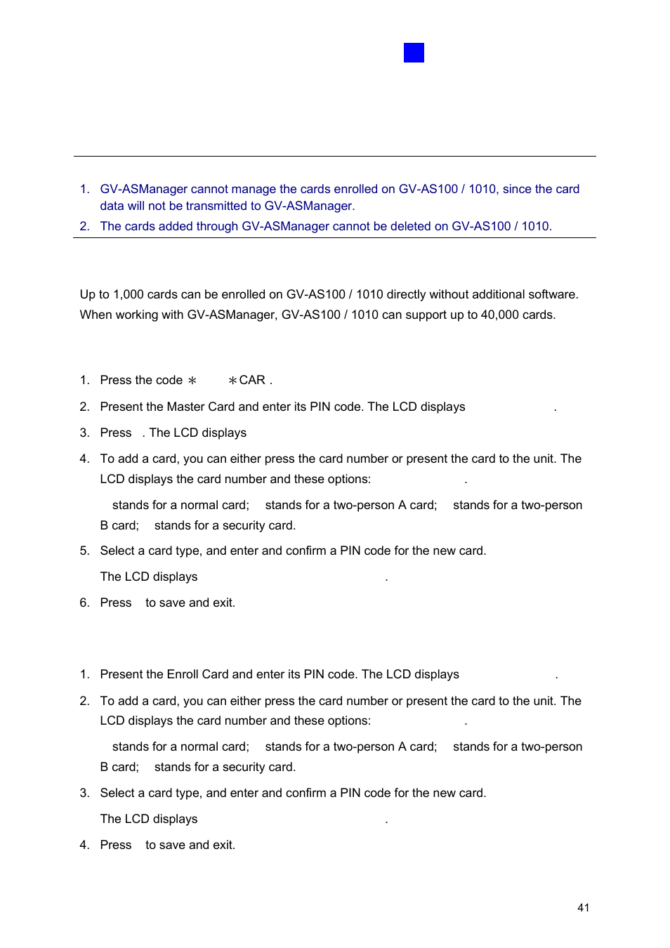 2 adding and deleting a card, A adding a card | GeoVision GV-AS2120 IP Control Panel User Manual | Page 43 / 230