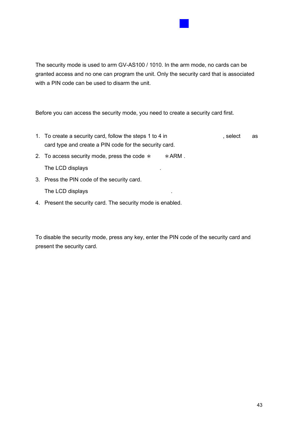 4 accessing the security mode, A enabling the security mode, B disabling the security mode | GeoVision GV-AS2120 IP Control Panel User Manual | Page 45 / 230